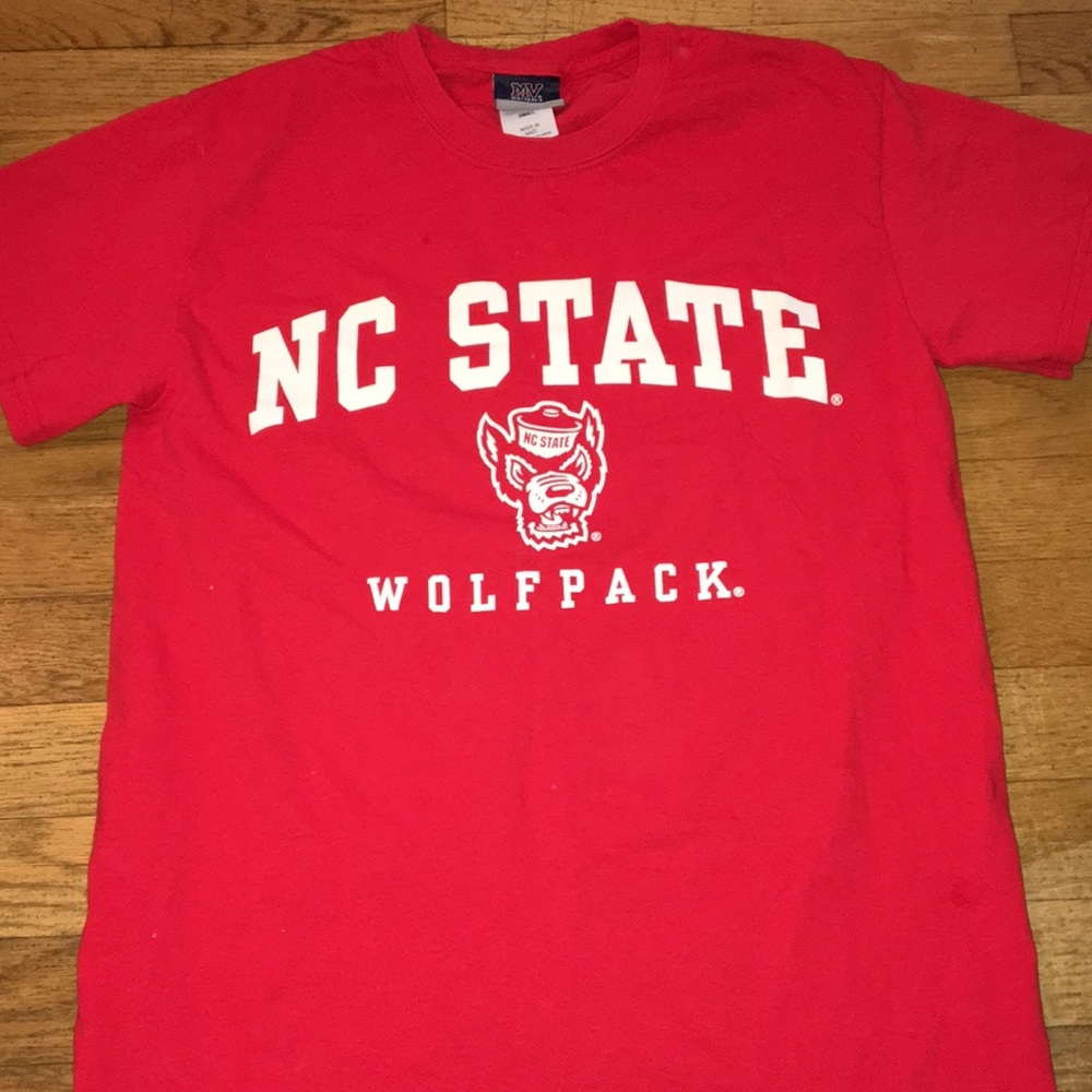 red north carolina state university tee shirt